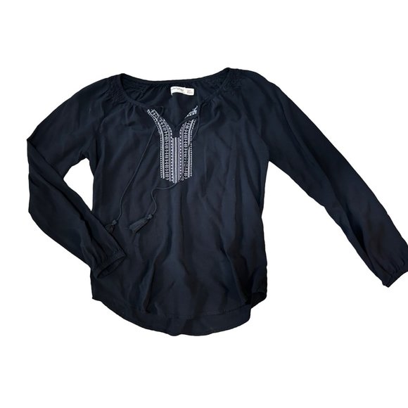 Faded Glory Bundle Long Sleeve V Neck Self Tie Blouse Women's Size S 1545 - Picture 2 of 7